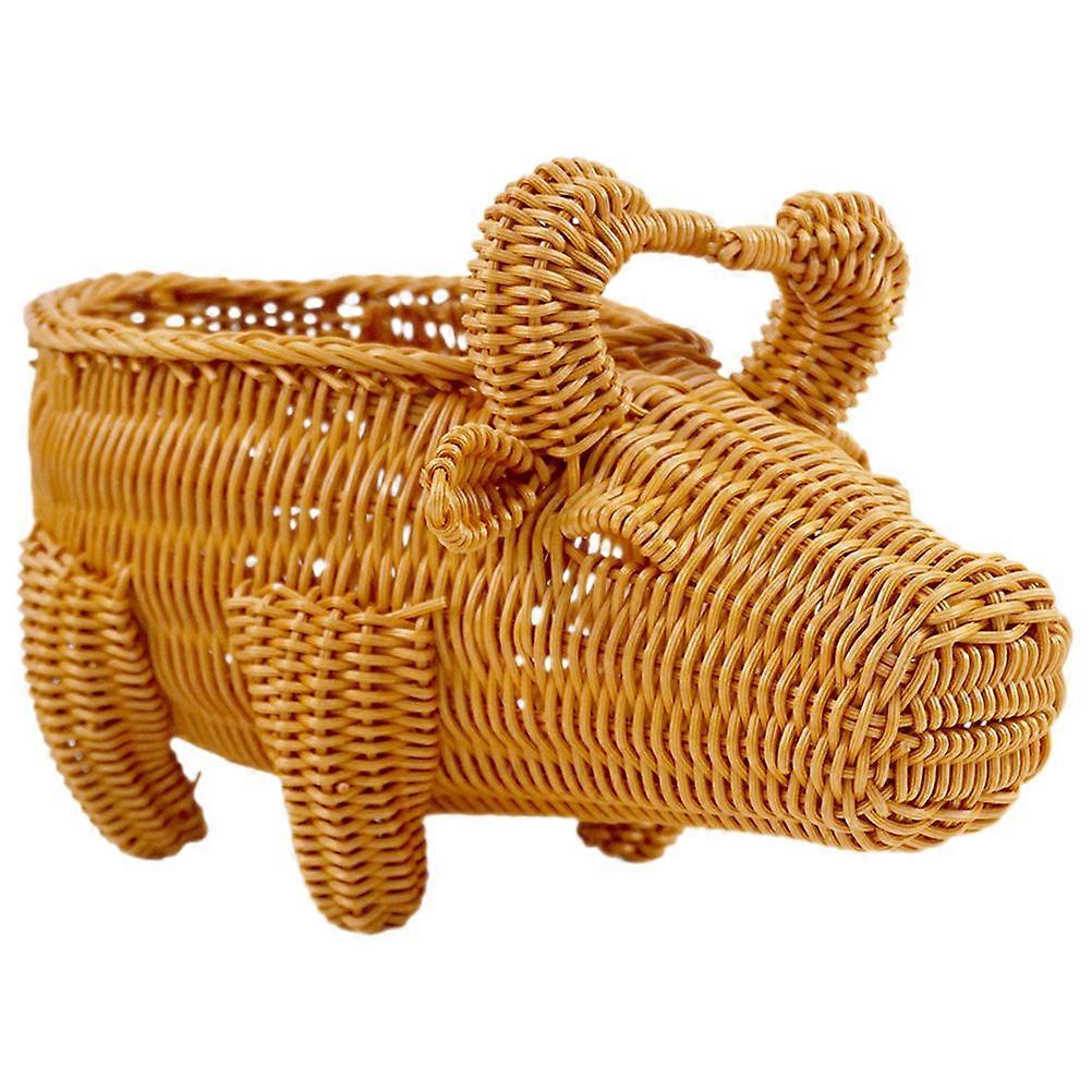 Simulation Rattan Woven Basket Imitation Rattan Storage Container Indoor Home Use Coffee 35.00X22.00X16.00CM Food Storage 1Set