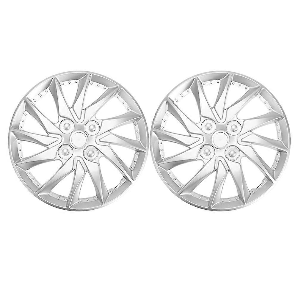 Wheel Caps Decorative Hub Covers Car Wheels Scratch Resistance Silver 2Pcs