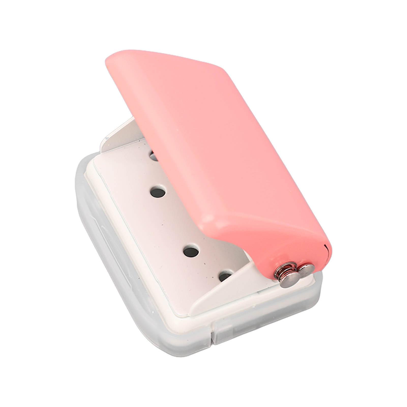 Hole Puncher Handheld Loose Leaf Paper Puncher Pink 3 Hole Punch with 5 Sheet Capacity