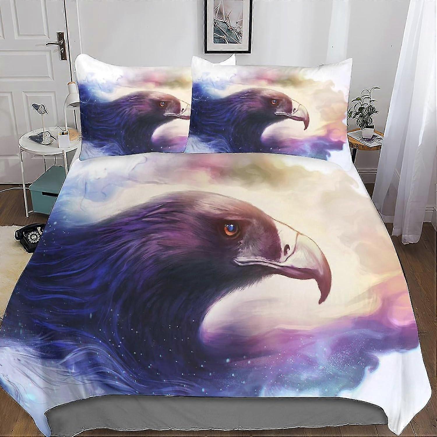 Conjunto de capa de edredão de animais de desenho animado Roupa de cama 3D Capa de conforto de microfibra macia para crianças e adolescentes Conjunto de 3 peças com zíper oculto