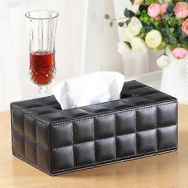 Rectangular Leather Tissue Box (Suitable for Various Brands, Black)