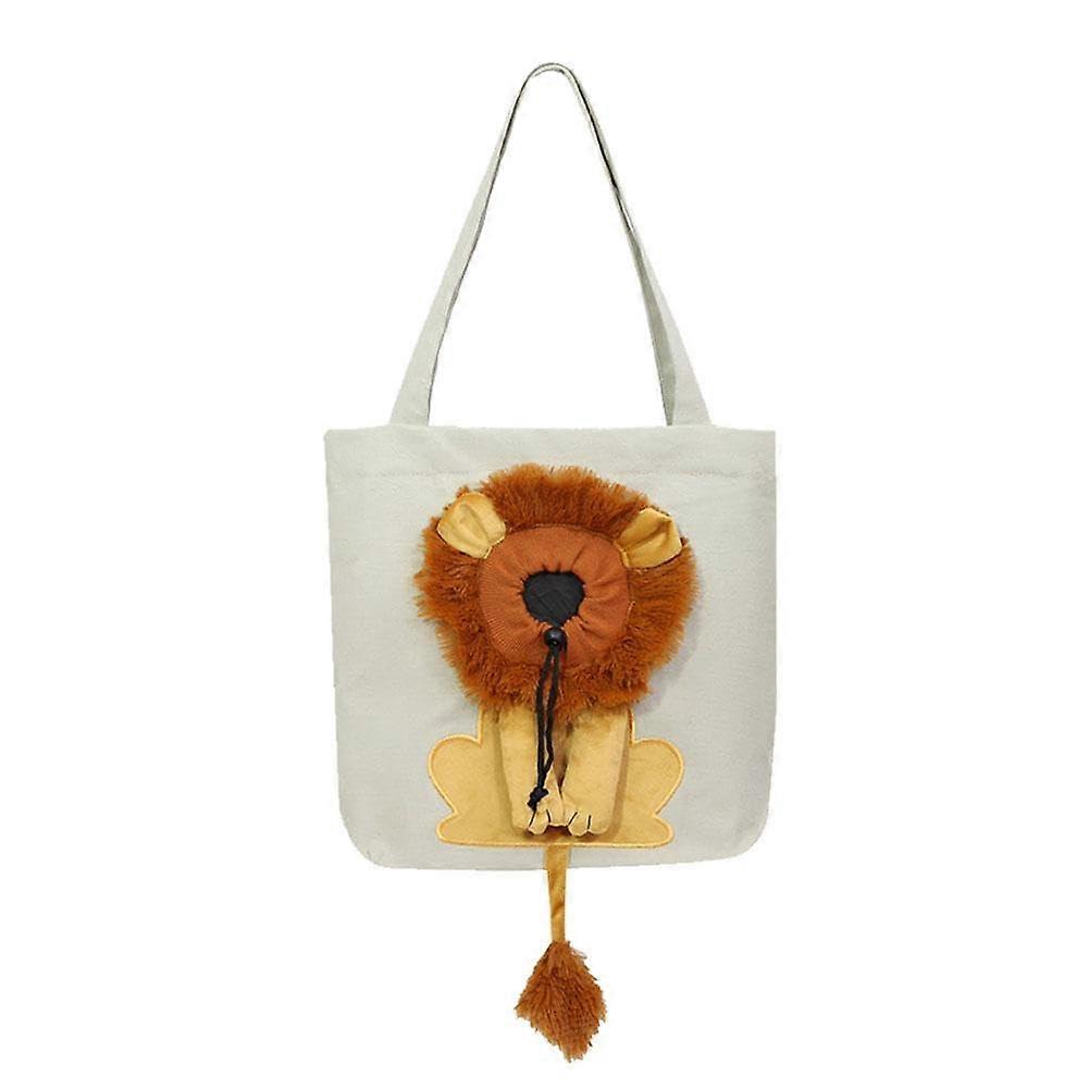 Small Lion Bag Shoulder Bag for Kids - Cartoon Dog Animal Canvas Purse, Grey, 44x40cm, Pet-Shaped Handbag