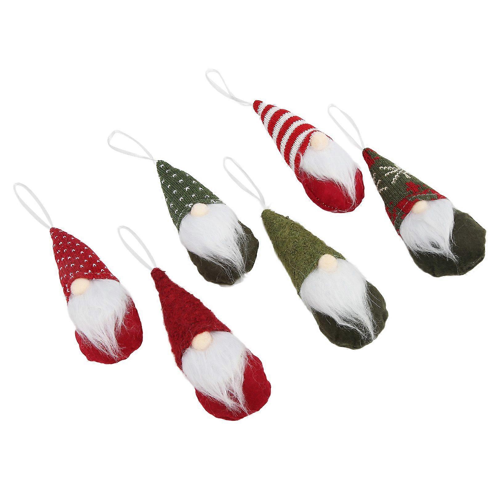 2025 أحدث طراز 6 قطع تماثيل عيد الميلاد لطيف لينة مدببة قبعة لحية طويلة