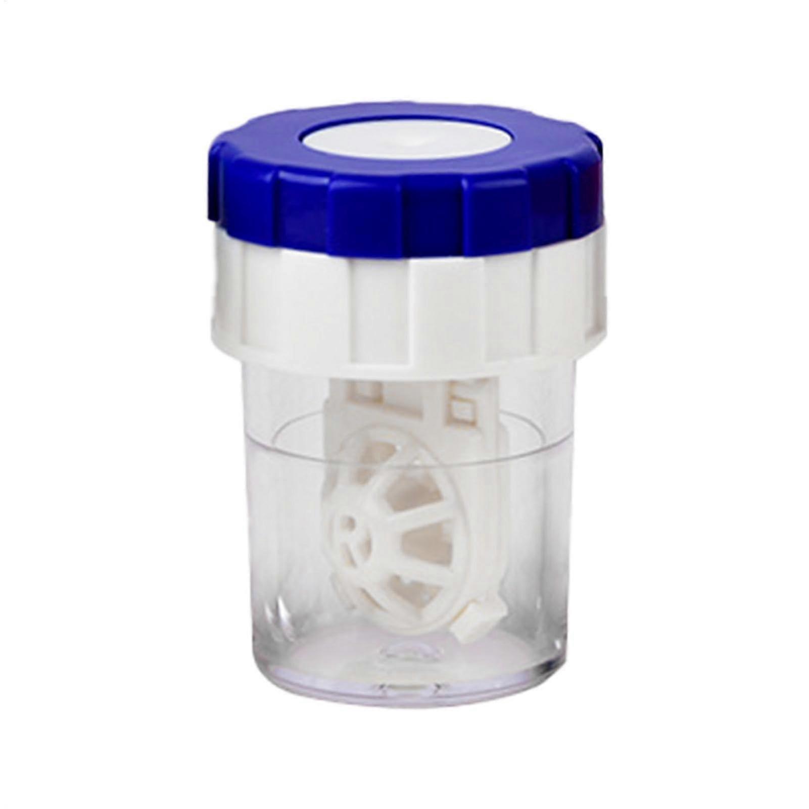 Contact Lens Case - Portable Manual Cleaner with Rotating Action, Blue Lens Container for Home, Dormitory, and Travel