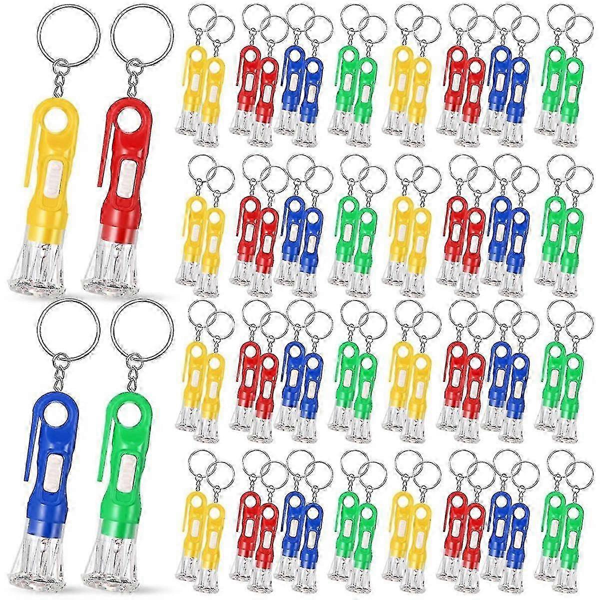 100Pcs Mini Flashlight Keychain Assorted Colors LED Keyring Flashlights for Kids Camping Party Favor