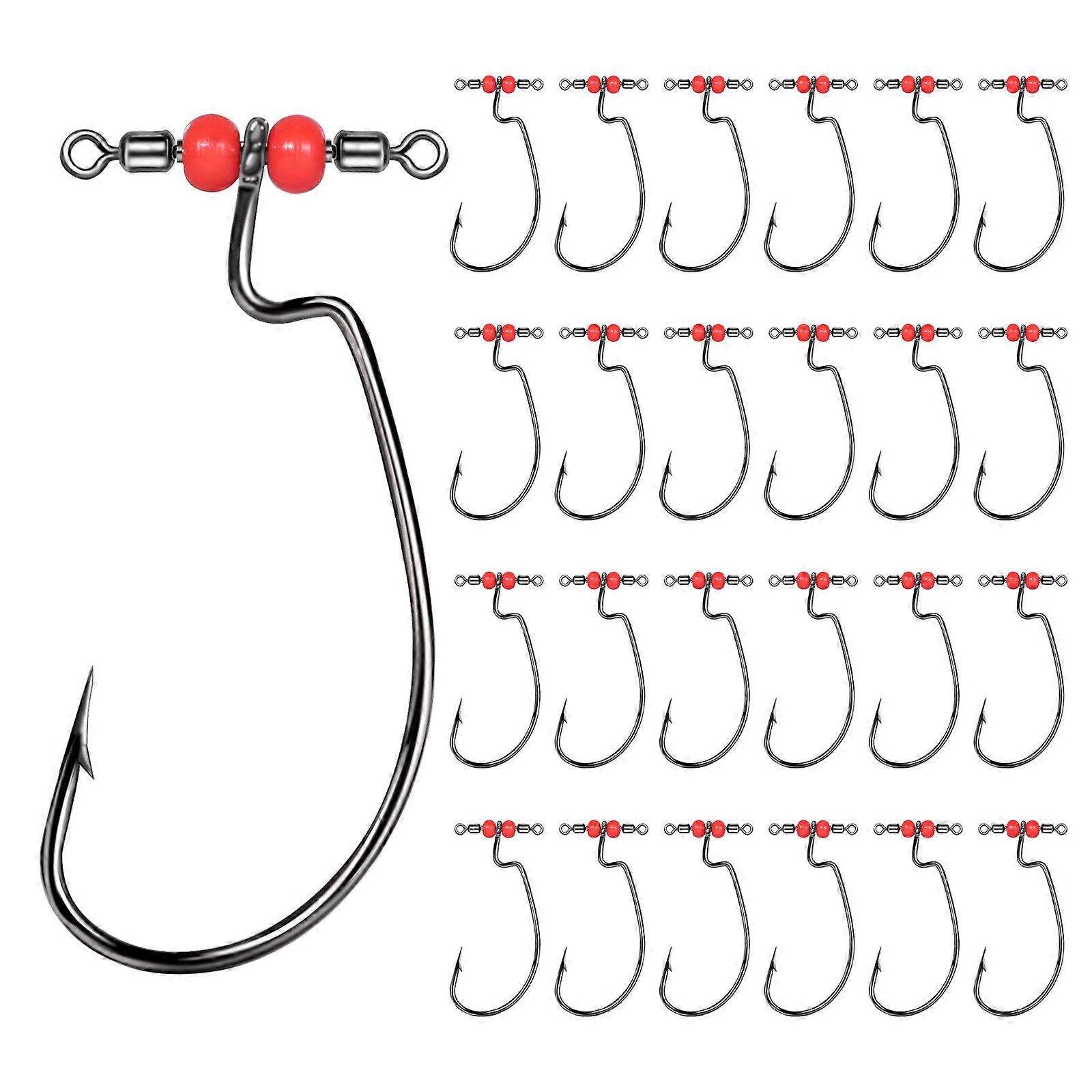 Pack of 25 Drop Shot Hook Fishing Tackle Accessory In Line Drop Shot Rig with Swivels Quick Install Barbed Fishing Hook