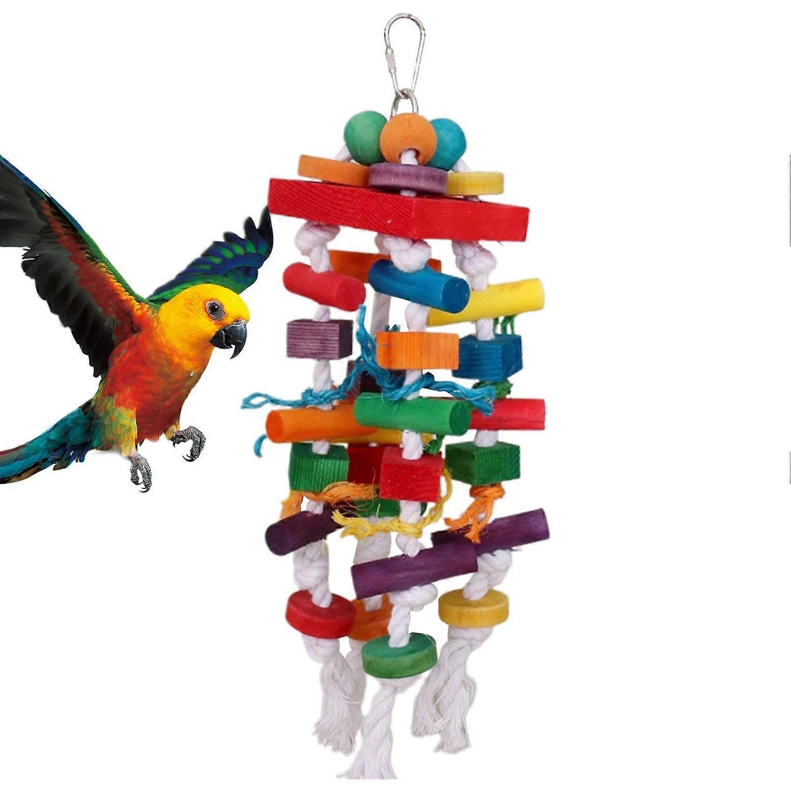 Parrot Foraging Toy, Durable Wooden Chew Block for Cockatiels, Finches, Medium and Small Parrots, Bird Accessory