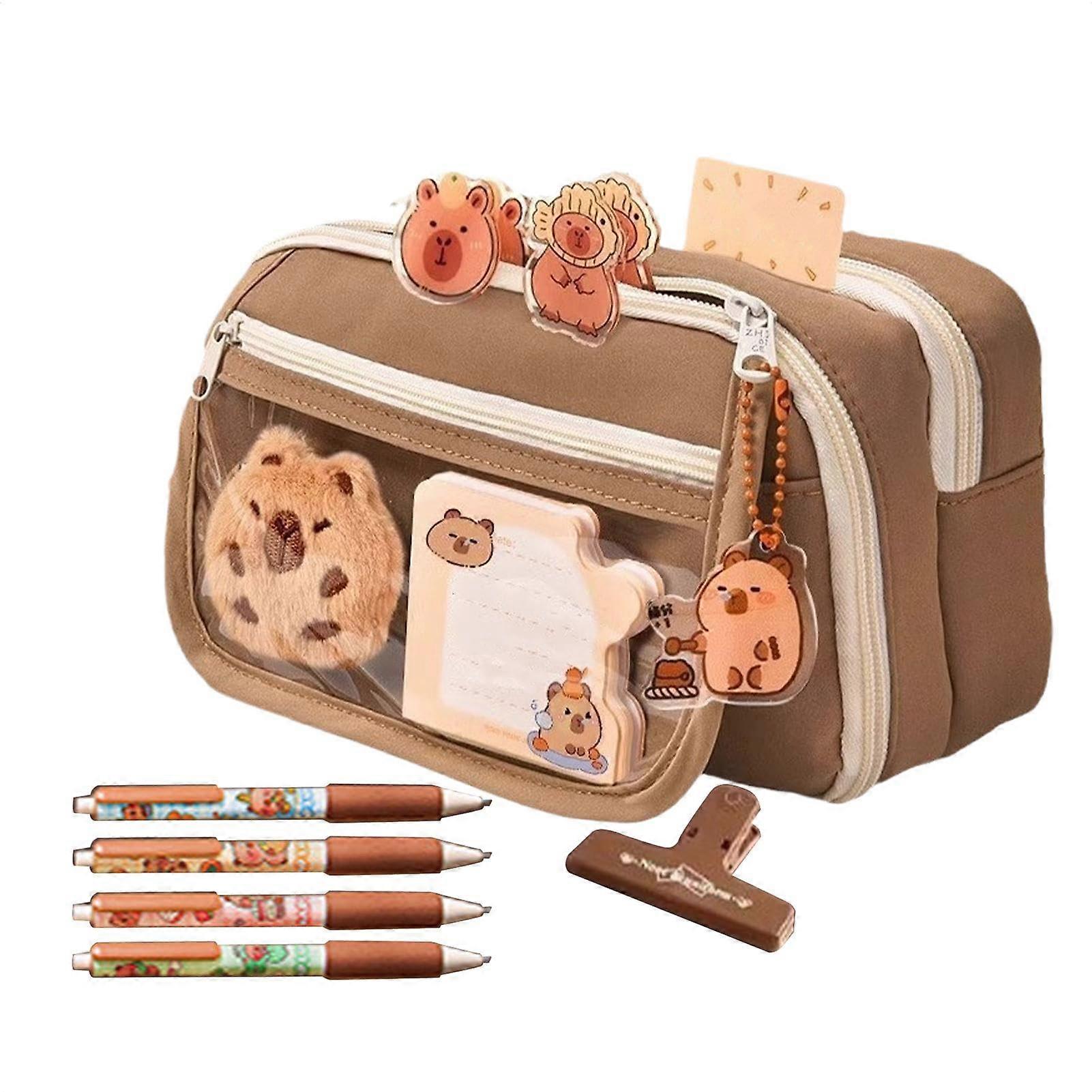 Boîte à crayons imprimé Capybara, étui à crayons mignon 9 couches, adorable design Capybara