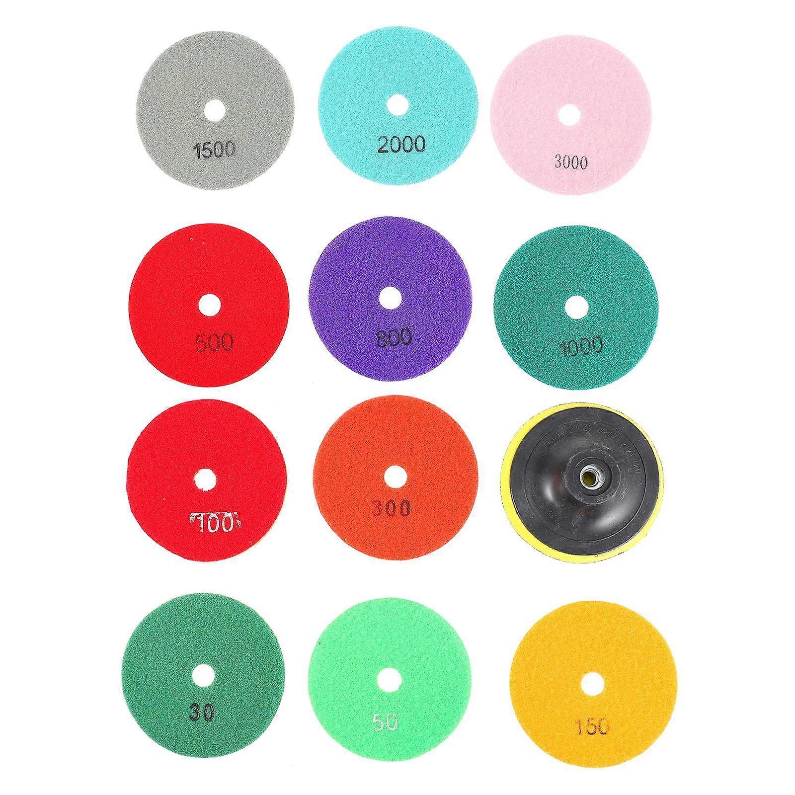 12pcs Assorted Diamond Polishing Discs for Stone Glass Concrete and Metal Resin Material