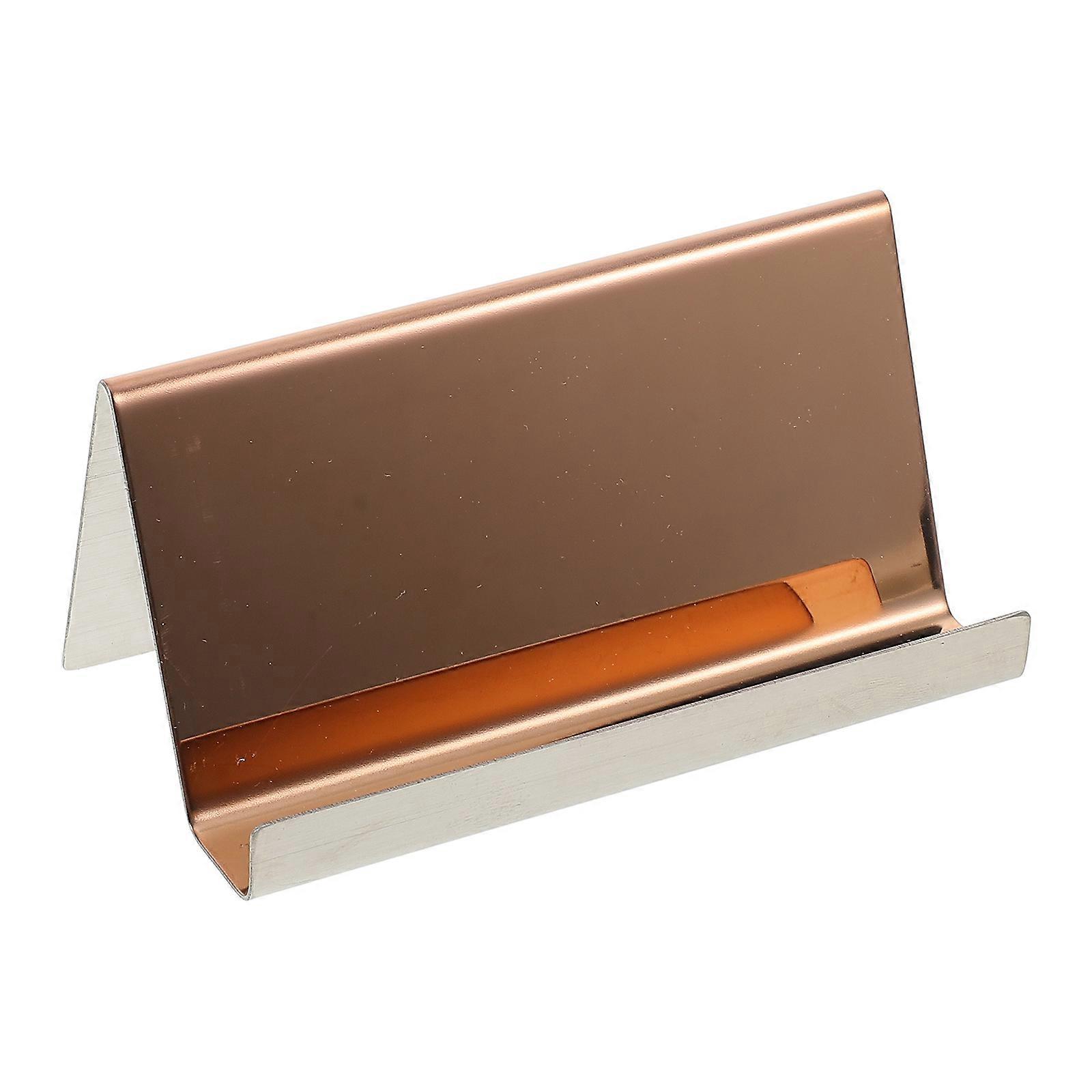 Premium Stainless Steel Business Card Holder Rose Gold Desktop Organizer Stylish Portable Name Card Stand for Office Home Professional Use