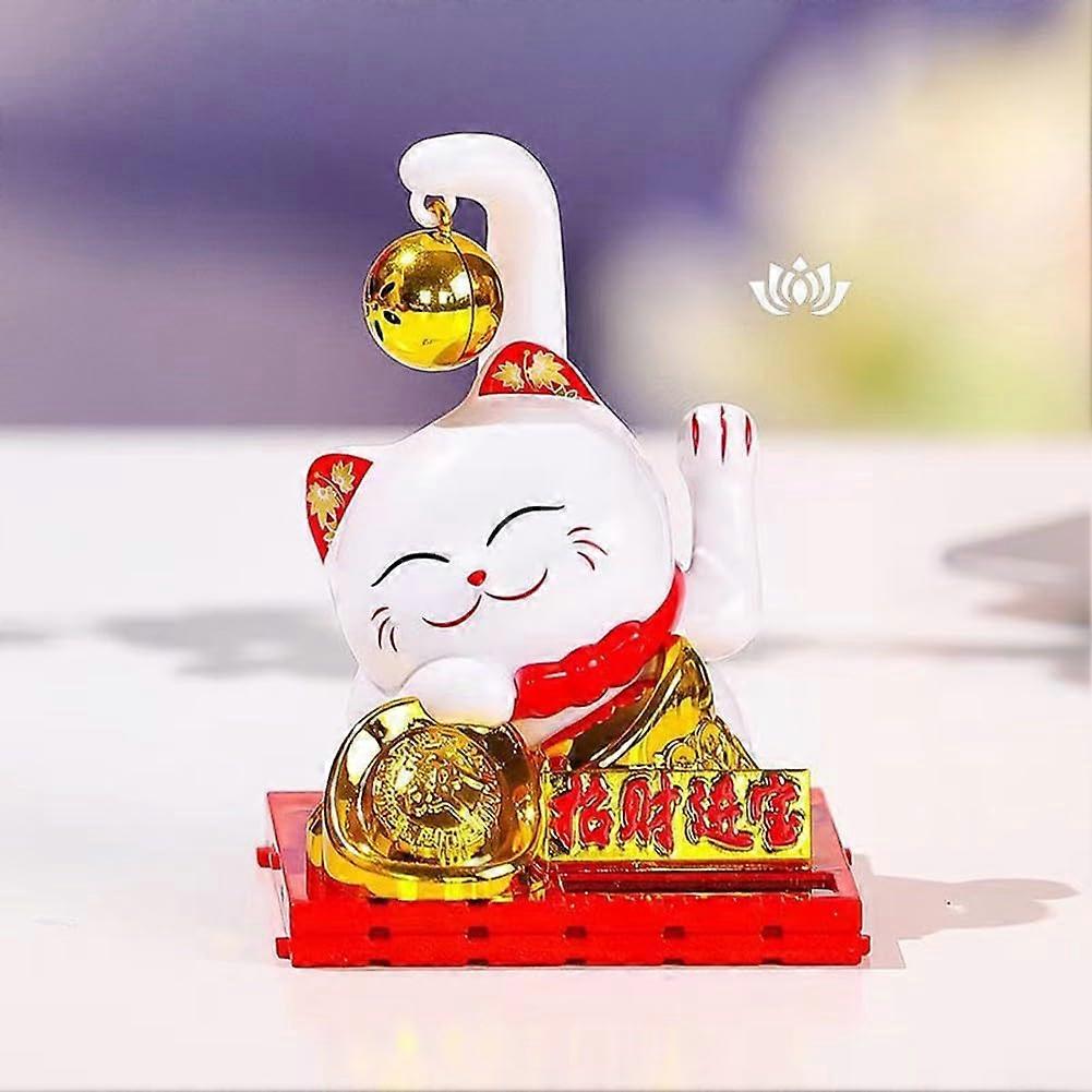 Lively solarpowered waving cat sculpture, a charming addition to any space seeking positive financial energy, large