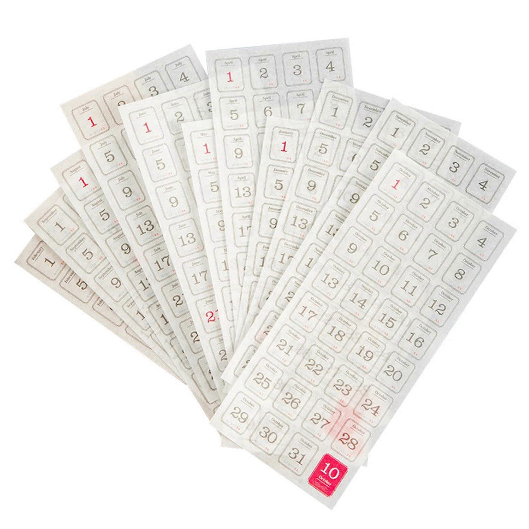 365 Days Calendar Stickers, 8.1 x 3.4 Inches, for Planners, Notebooks