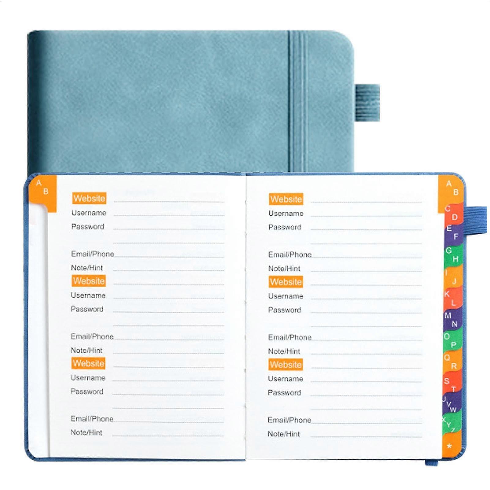 Password Logbook Keeper | Alphabetical Tabs Password Organizer Notebook for Websites, Contacts, and Account Details in Light Blue