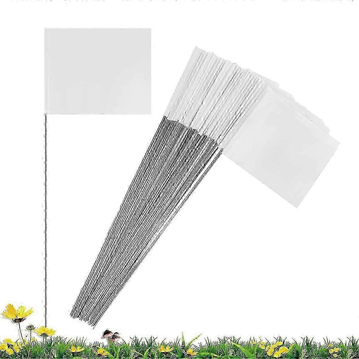 50Pack Marking Flags, White Yard Flags 15x4x5Inch, Marker Flags, Lawn Flags Markers, Irrigation Fla js