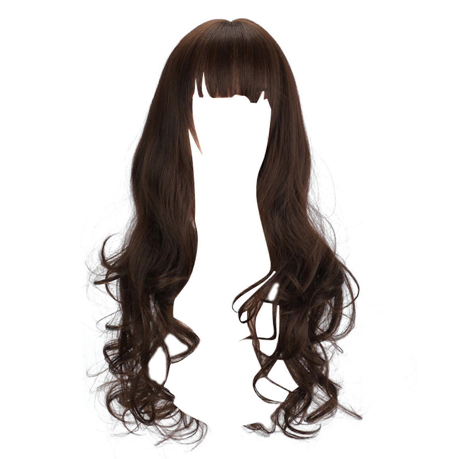 Long Curly Synthetic Wigs With Bangs Heat Resistant Fiber For Daily Use And Special Occasions