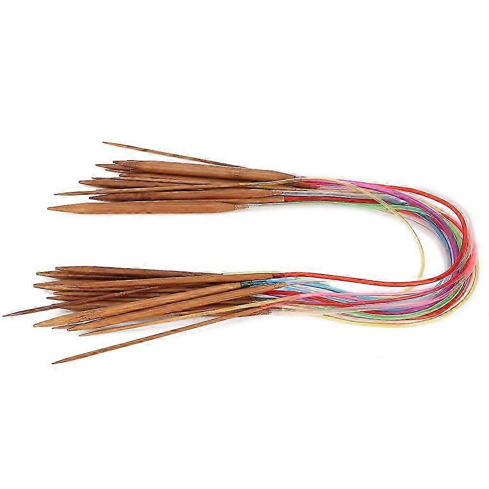 Multicolor Plastic Pipe Carbonized Double Annular Bamboo Knitting Needles (100 cm/39.4 in)