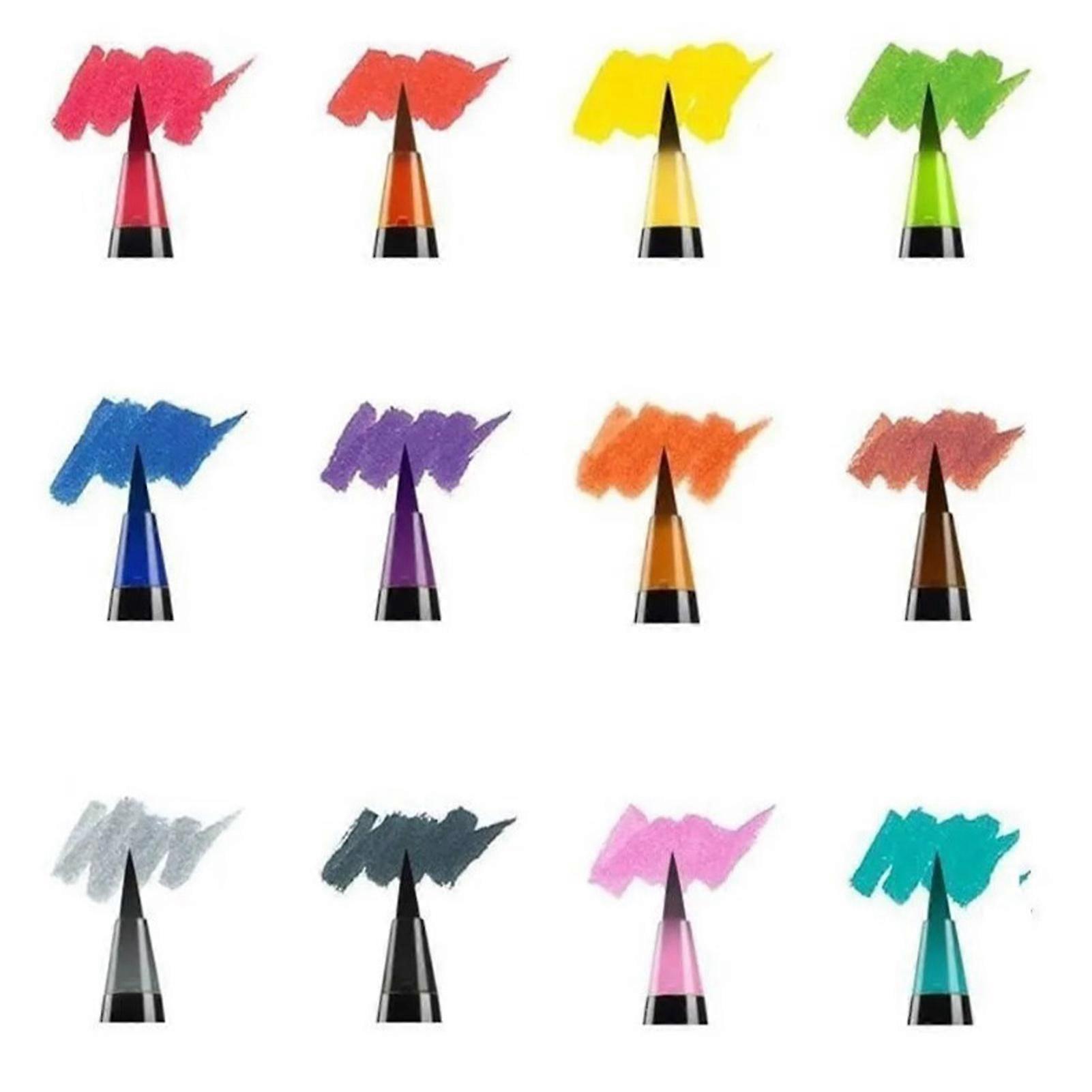 12 Pcs Watercolor Pen Set 12 Colors Soft Head Easy To Color Heat Resistant Water Paint Brush Pens