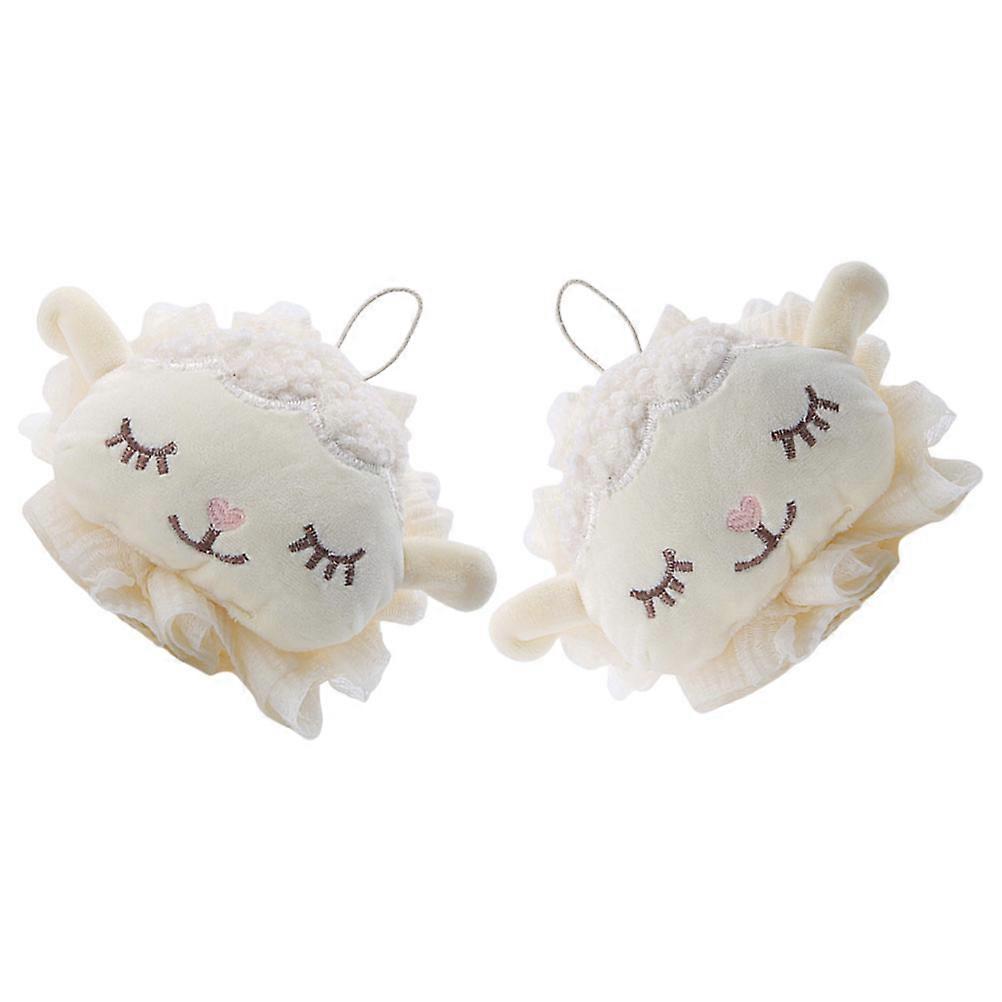 Exfoliating Body Scrubber Bath Accessories Cartoon Sheep For Shower Cloth Material Beige 2Pcs