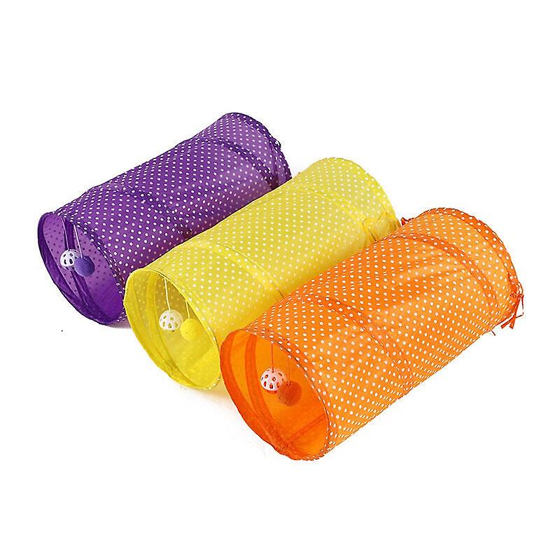 Collapsible Training Pet Cat Tunnel Toy With Bell And Plush Ball 2 Ways Tube