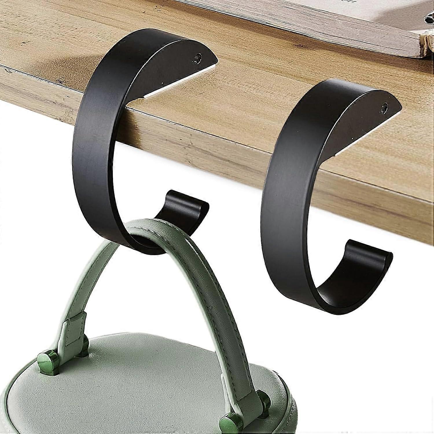 Set of 2 C-Shaped Hooks for Hanging Handbags on Table or Desk - Sturdy