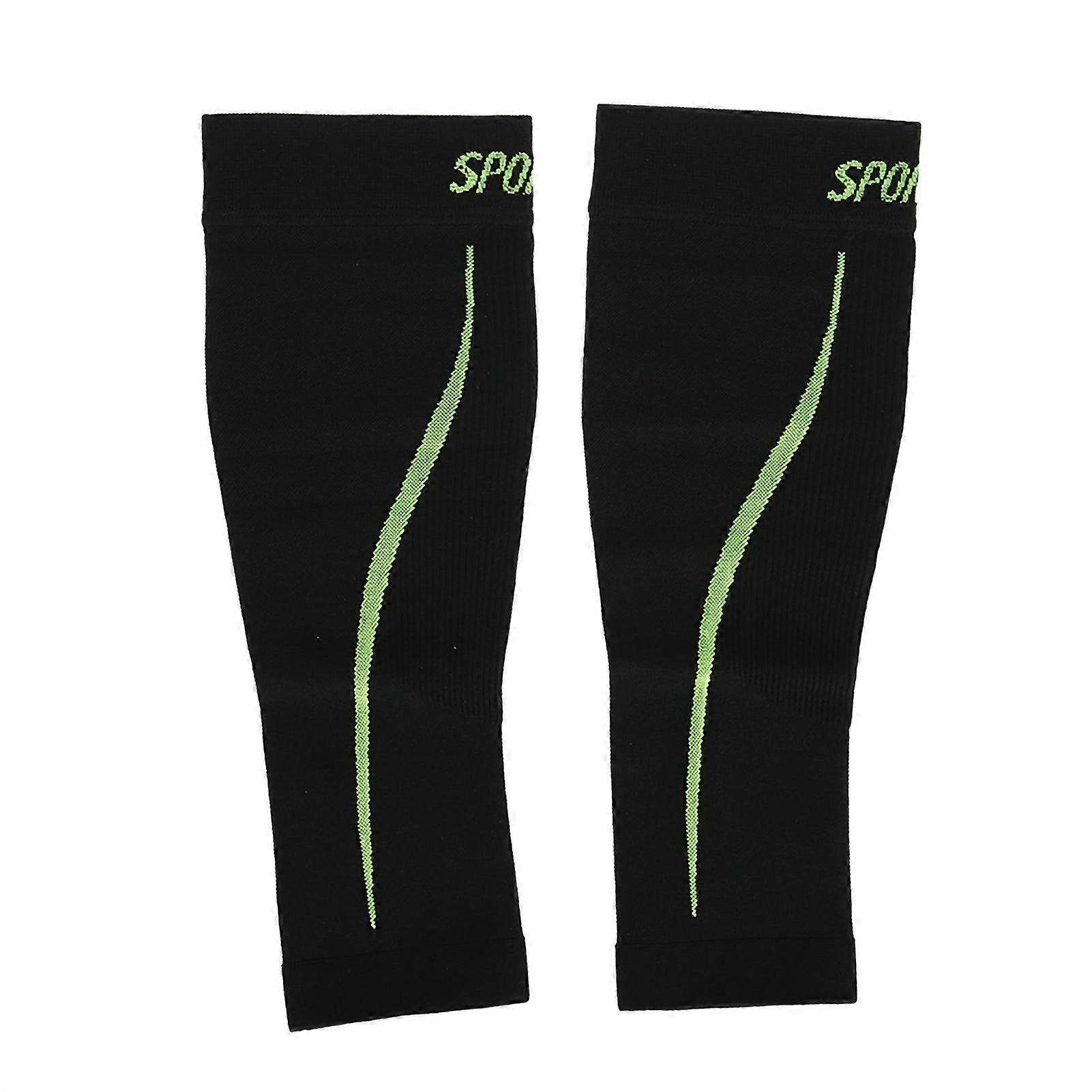 Sports Leg Calf Brace Sleeve Shin Support Compression Running Exercise Black L/XL