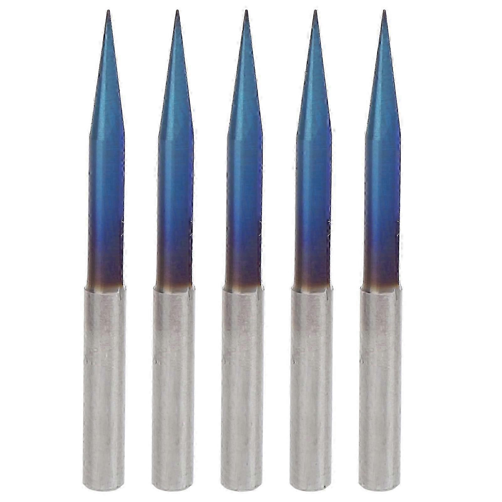 5 Pcs V Tip Engraving Bits with 2 Straight Flutes - 4mm Shank End Mill Carving Tool Set in Tungsten Steel for Precision Cutting