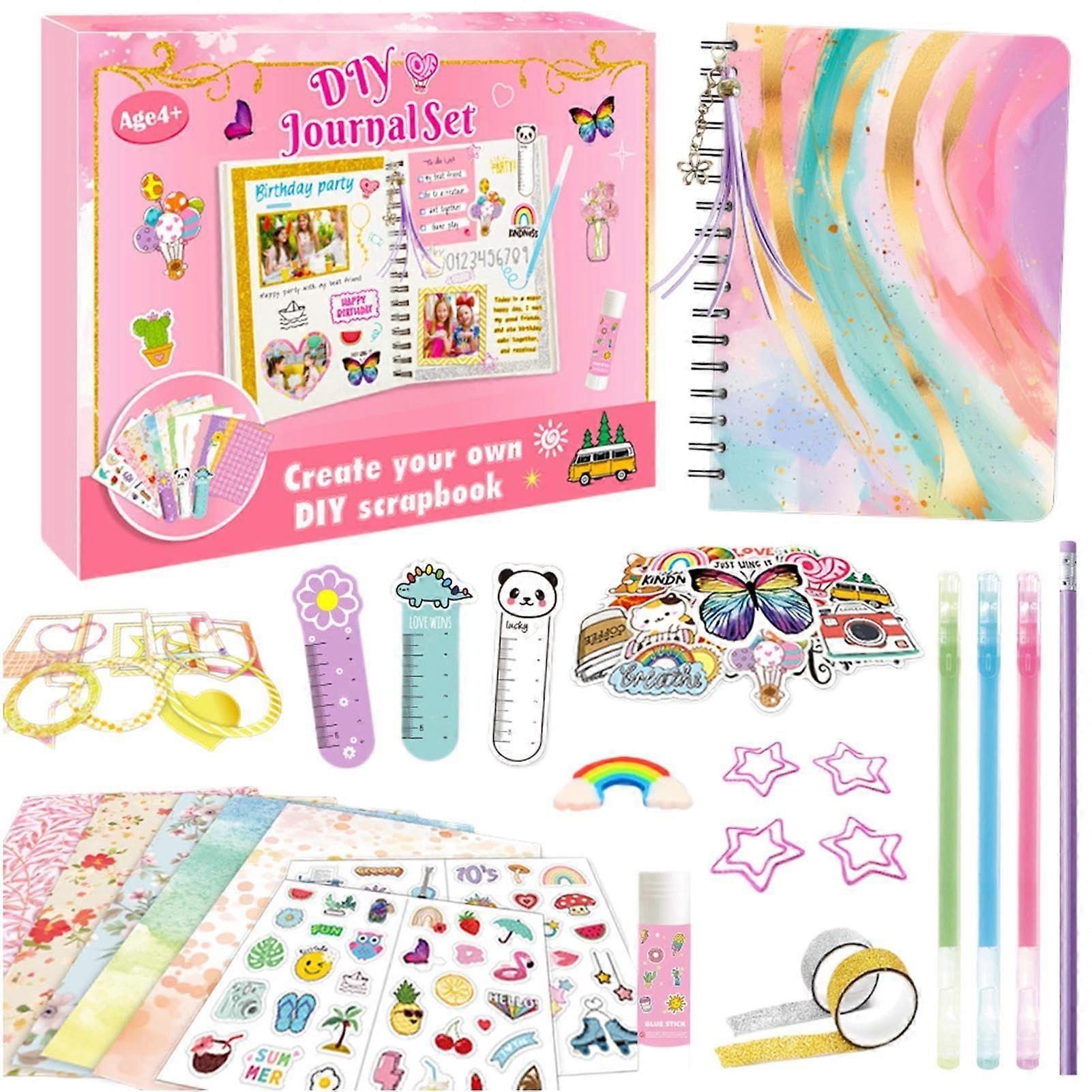 Diary Set for Girls, Diary Set for Girls Art Crafts Scrapbook Supplies Cute Stationery Set – Diary Set, Stickers for Small Fountain Pens