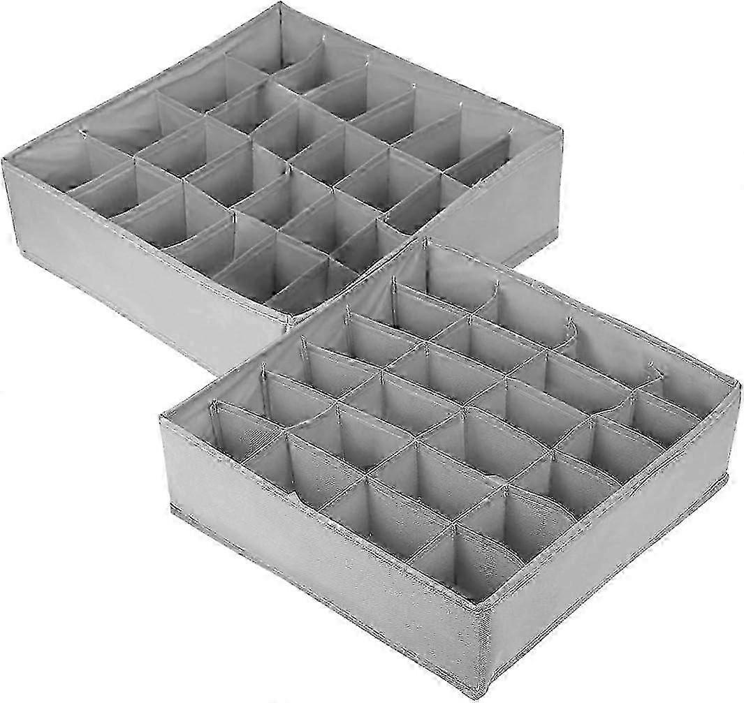 Foldable Dark Gray Fabric Sock Storage Boxes - Set of 2 Convenient Organizers for Closet & Drawer Organization
