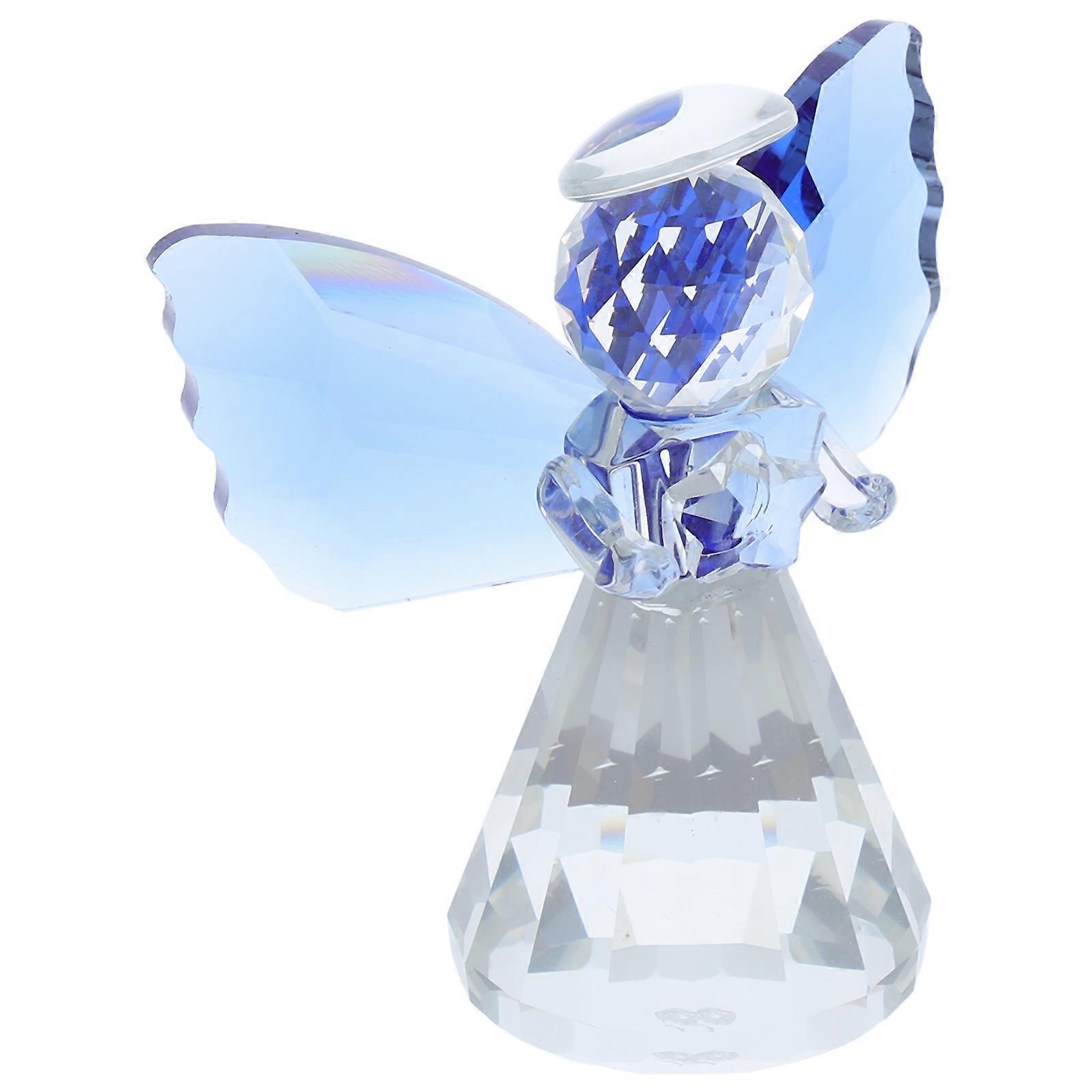 Angel Girl Tabletop Ornament Crystal Material Visual Enjoyment Transparent 8.5x6.5cm 1Set