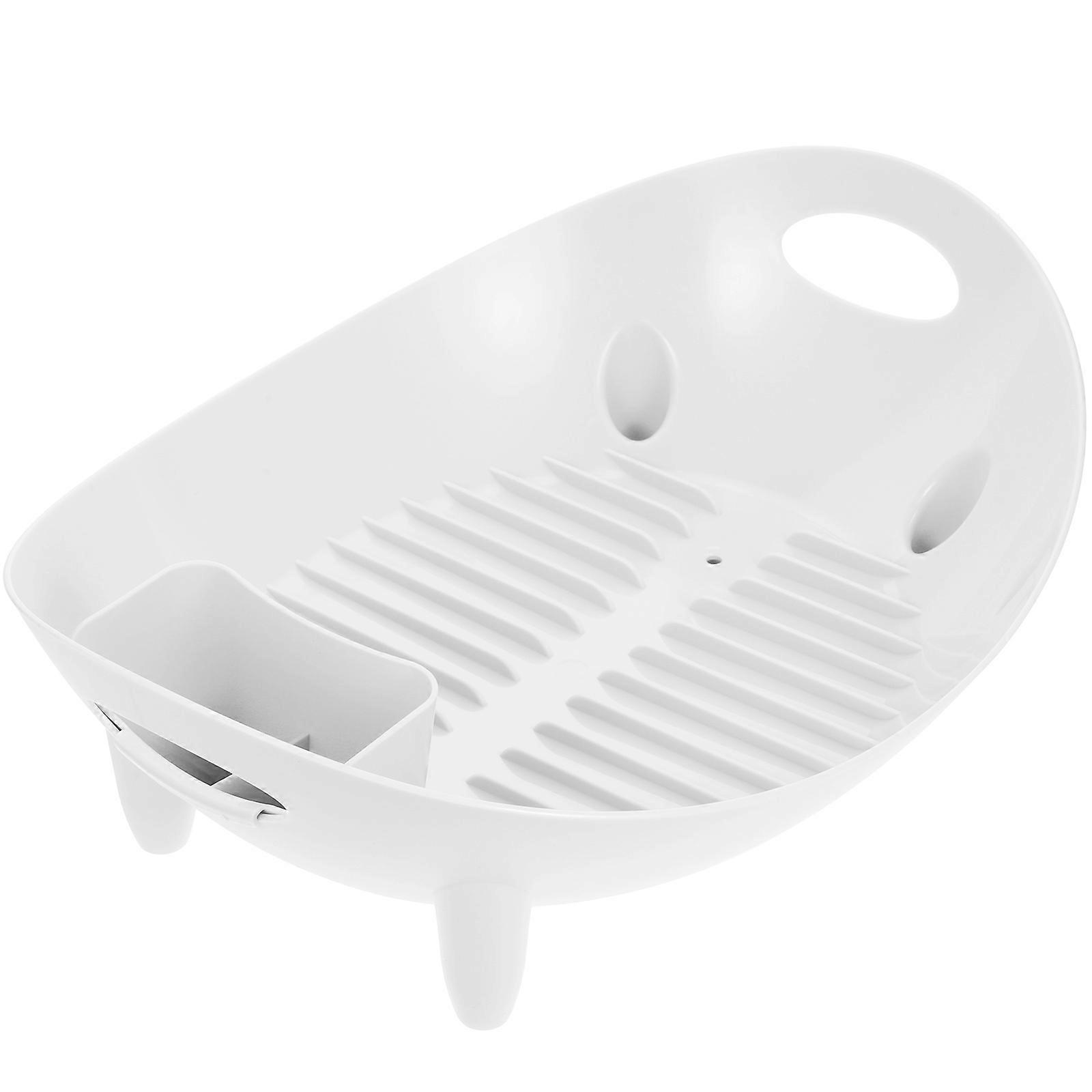 White Multi-functional Kitchen Dish Drying Rack for Storage with Quick Drainage Premium PP Material