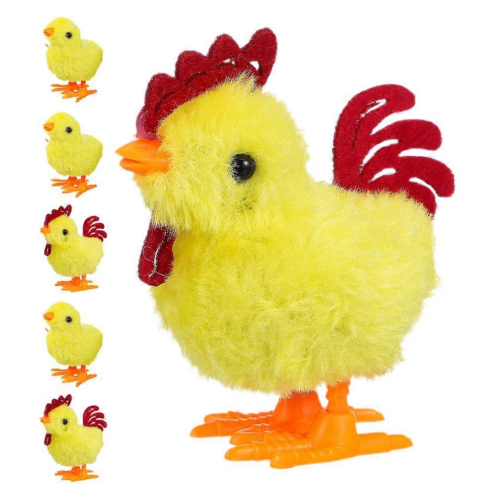 Easter Party Favors Wind-Up Chicken Birthday Parties Yellow Plush Material Interactive Fun 6Pcs