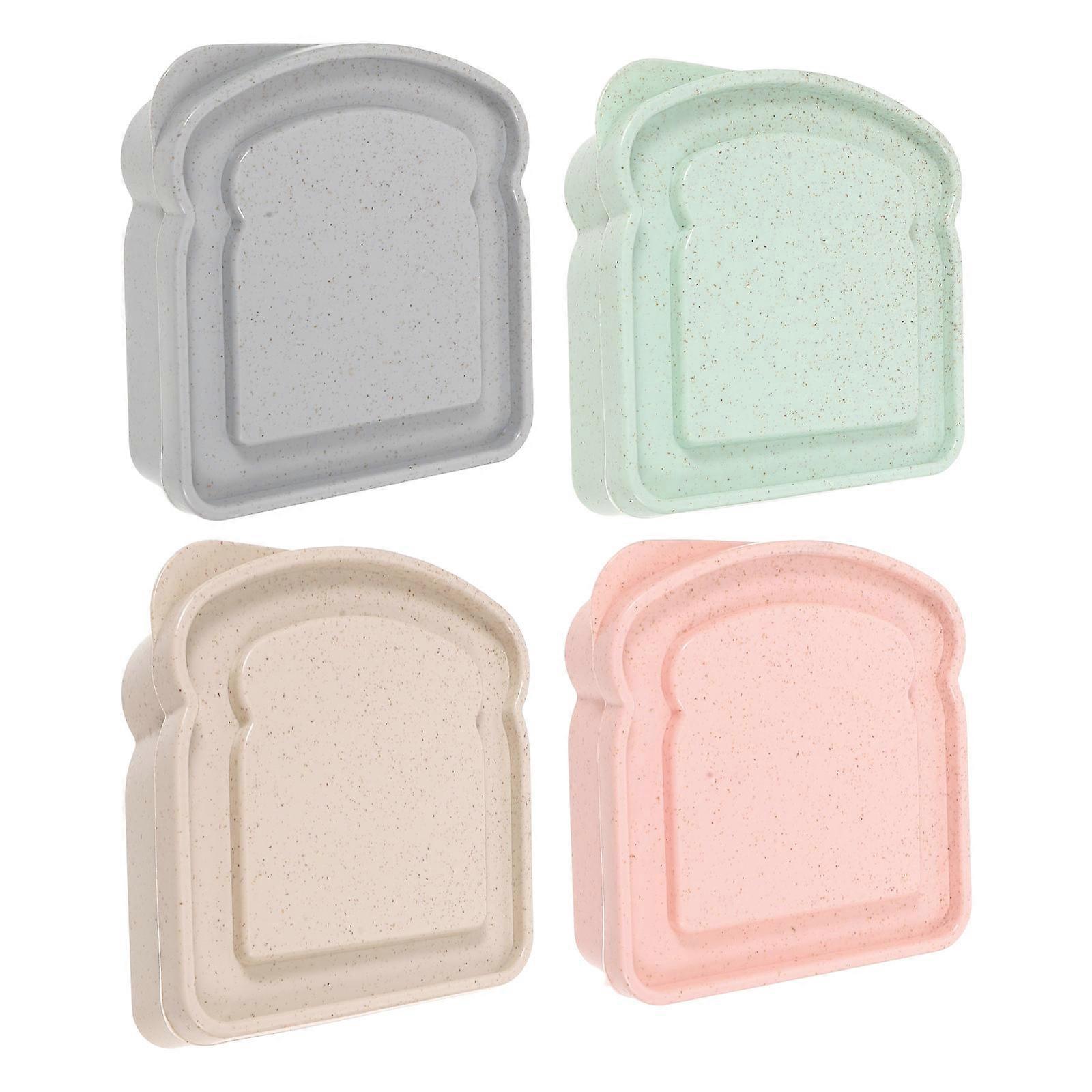 Lunchbox Sandwich Container Fresh Bread Storage Picnic Dinner 13.00X12.30X4.00CM 4Pcs