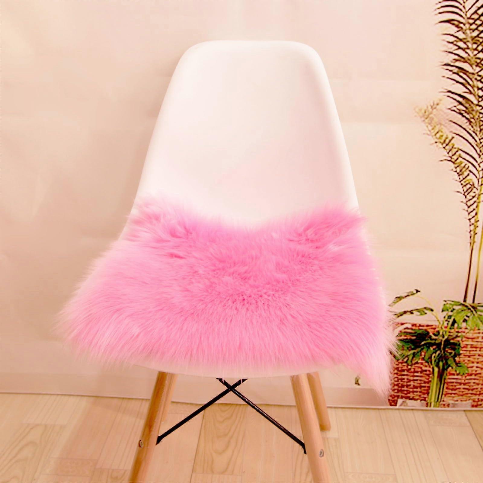 Faux Fur Seat Cushion, Small Square Furs for Chairs, Plush Fluffy