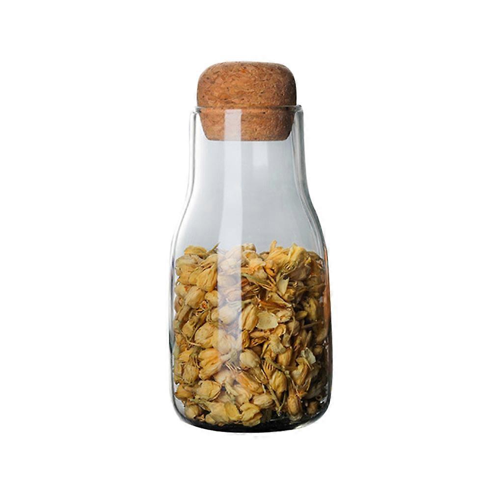 Food Storage Jars Round Lid Button Shape Cork For Tea Grains 150ML 1Set
