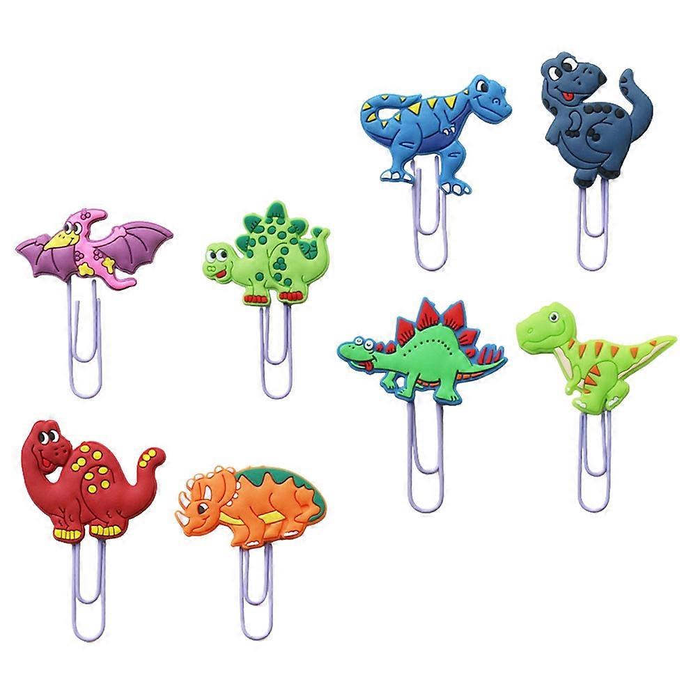 8Pcs Lovely Dinosaur Shaped Paper Clips for Organizing Documents and Memo in Assorted Colors