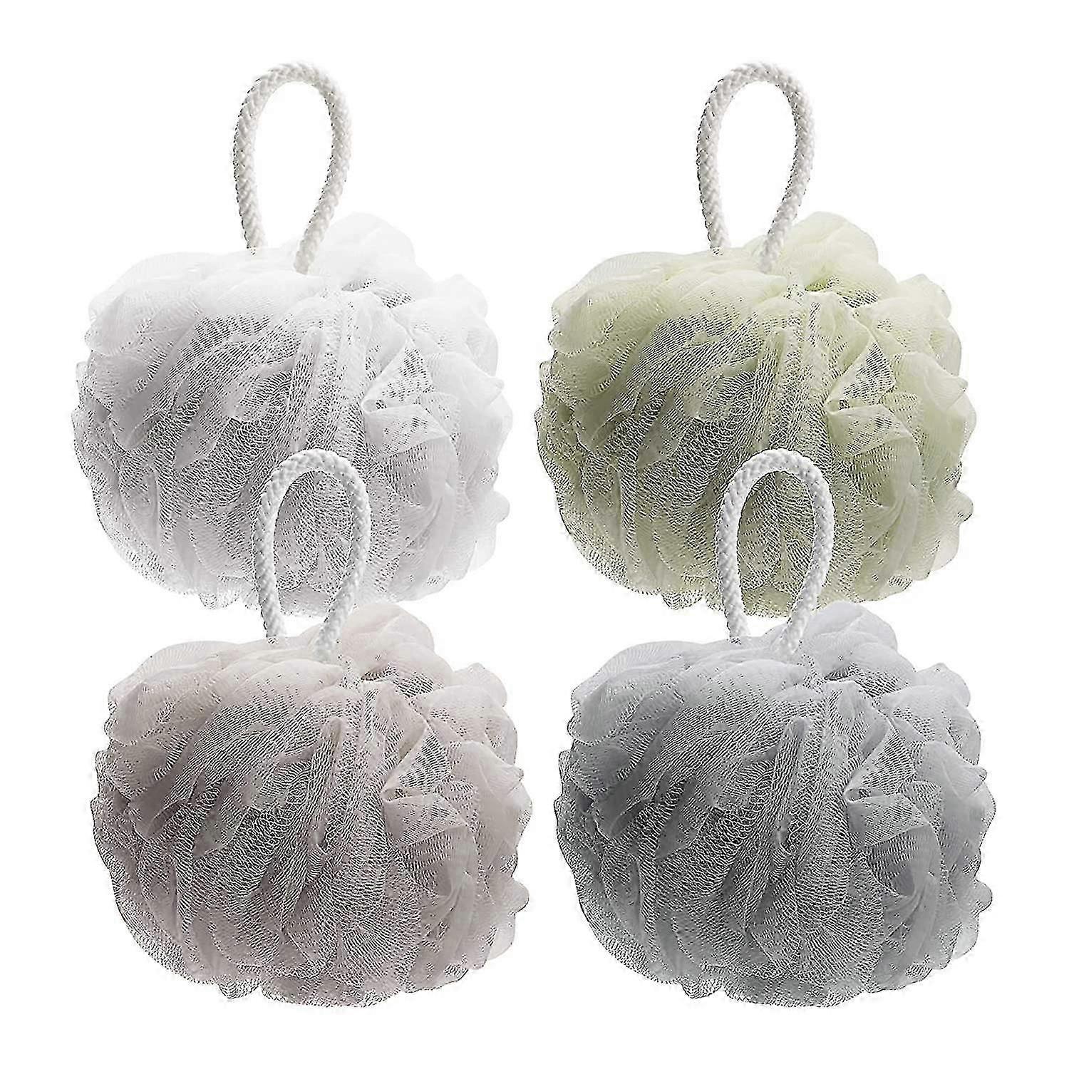 Luxury 4-Pack Exfoliating Bath Sponges for Deep Cleansing - Soft Loofah Balls for Men & Women's Daily Shower Routine