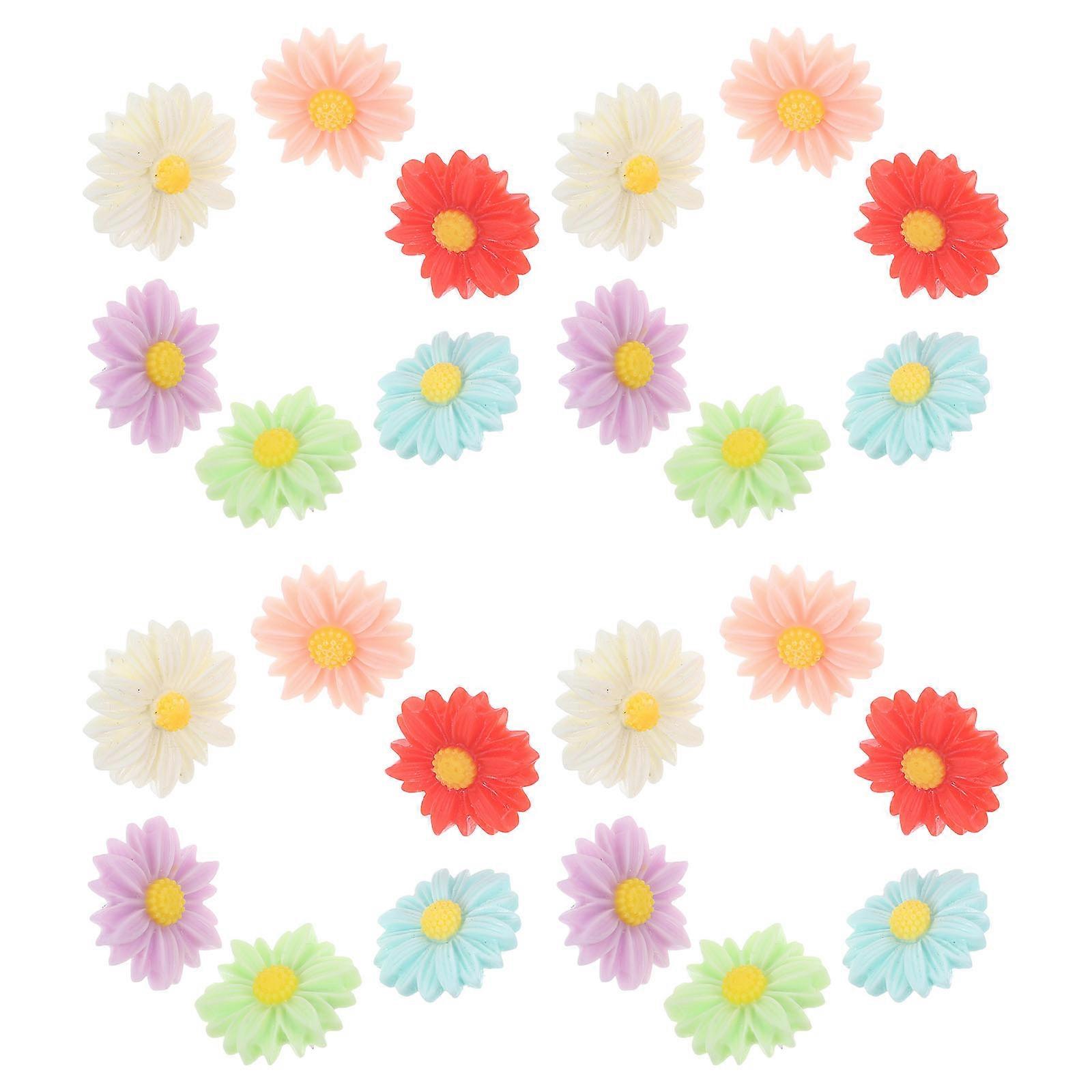 Resin and Metal Daisy Push Pins for Decor Assorted Color 30 Pieces