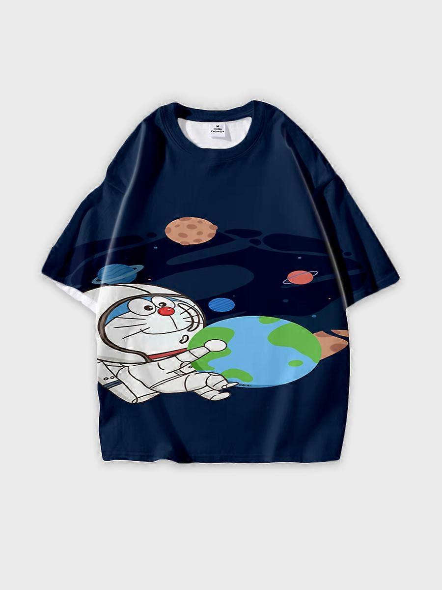 T-shirt round neck Cartoon Pattern loose short sleeve A16