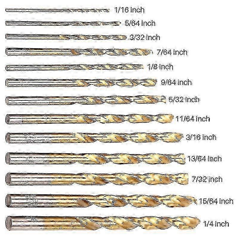13Pcs Left Handed Drill Bit Set Extractor Drill Bits for Tools Accessories with Titanium Nitride Co