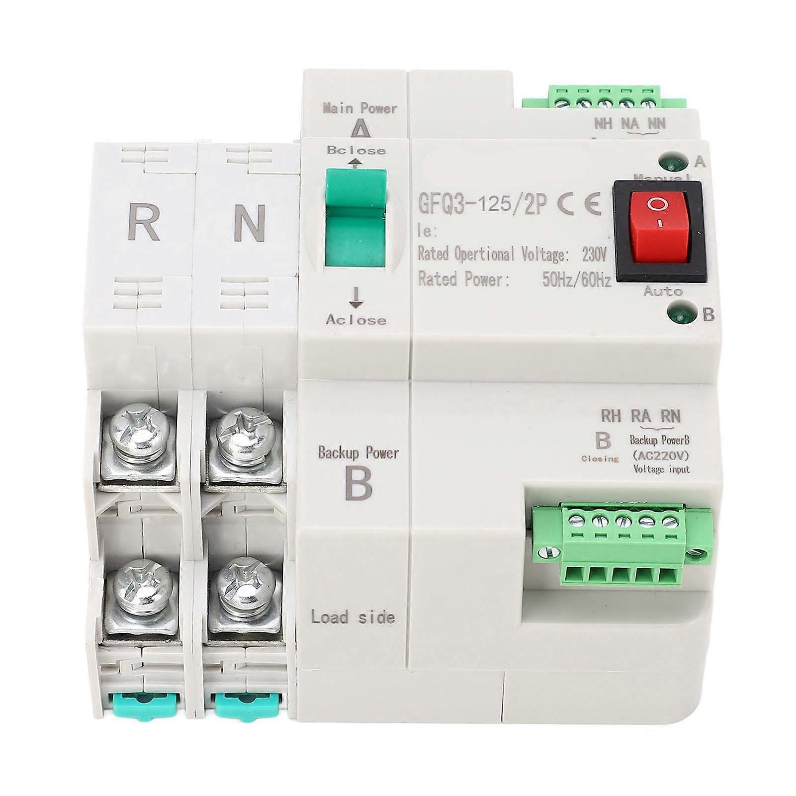 Dual Power Automatic Transfer Switch 2P Fast Switching PC AC 230V for Home Factory