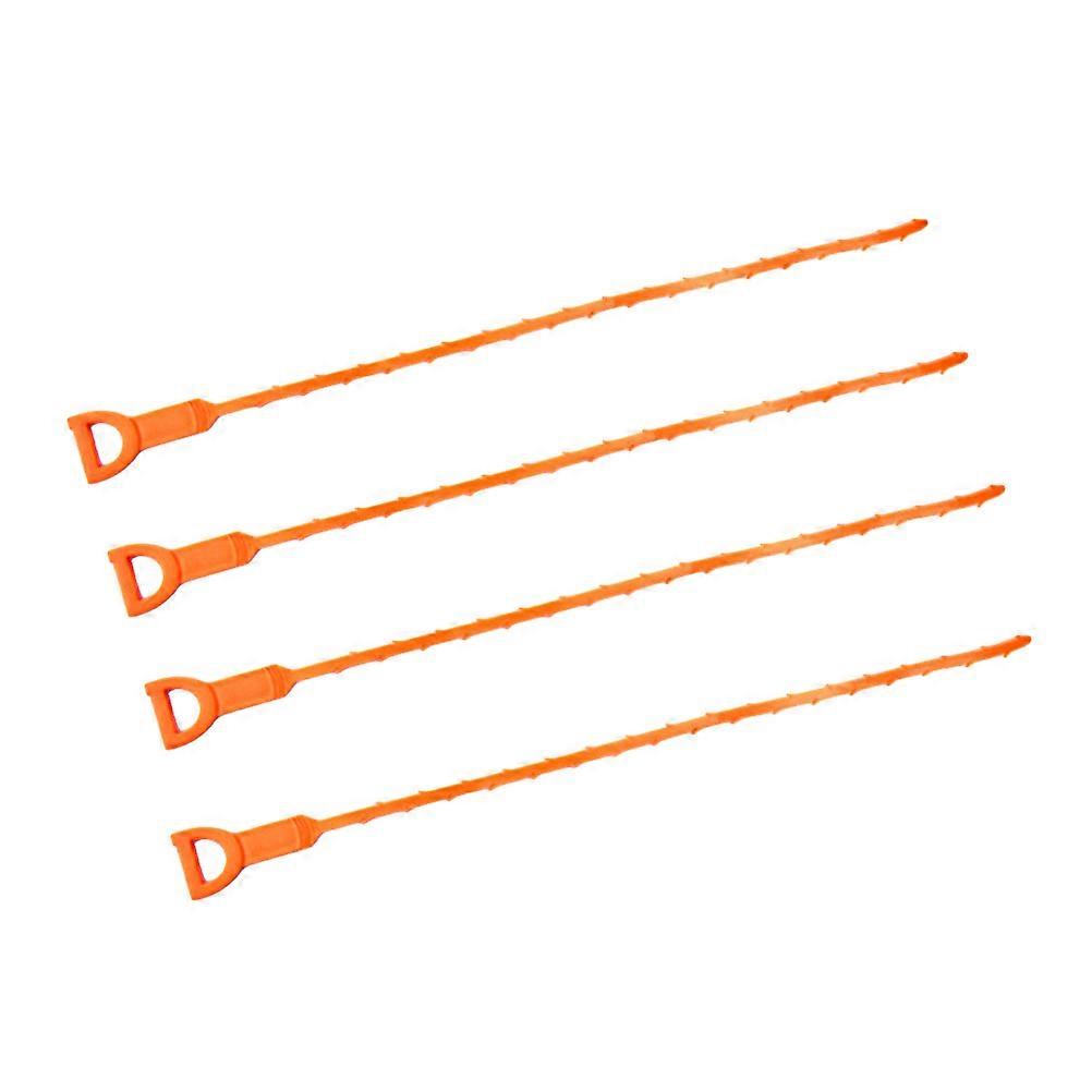 Clog Removal Tool For Bathroom Cleaning Sink Toilet Bathtub 52*4 Cm Orange 4Set