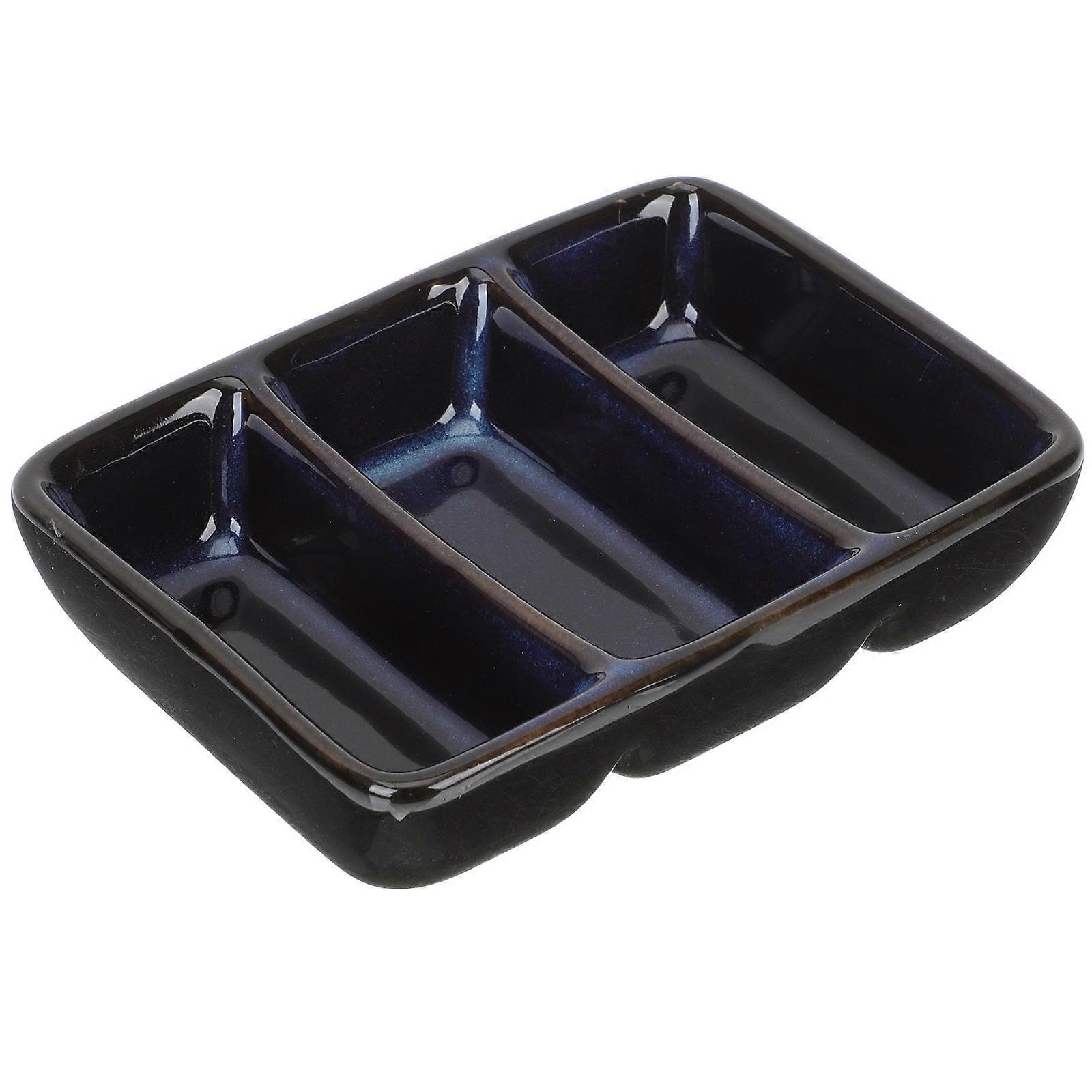 Soy Sauce Dishes Retro Design Condiments Serving Bowl For Home Use Restaurant 12x8.5cm Blue Porcelain 1Set
