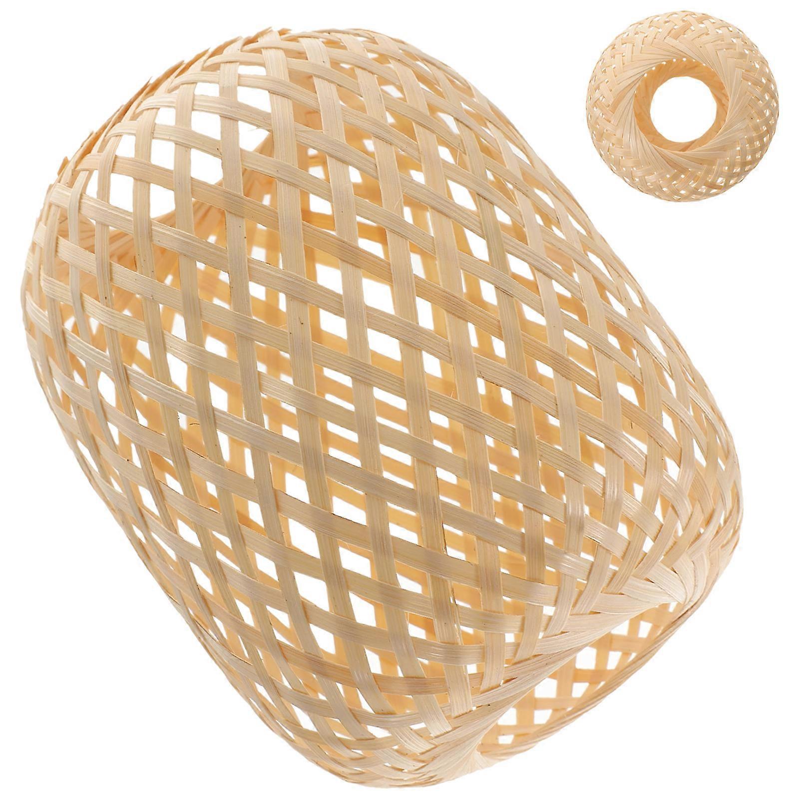 Khaki Woven Bamboo Lampshade for Decoration Create Rustic Atmosphere in Bedroom Living Room 12.5 inches
