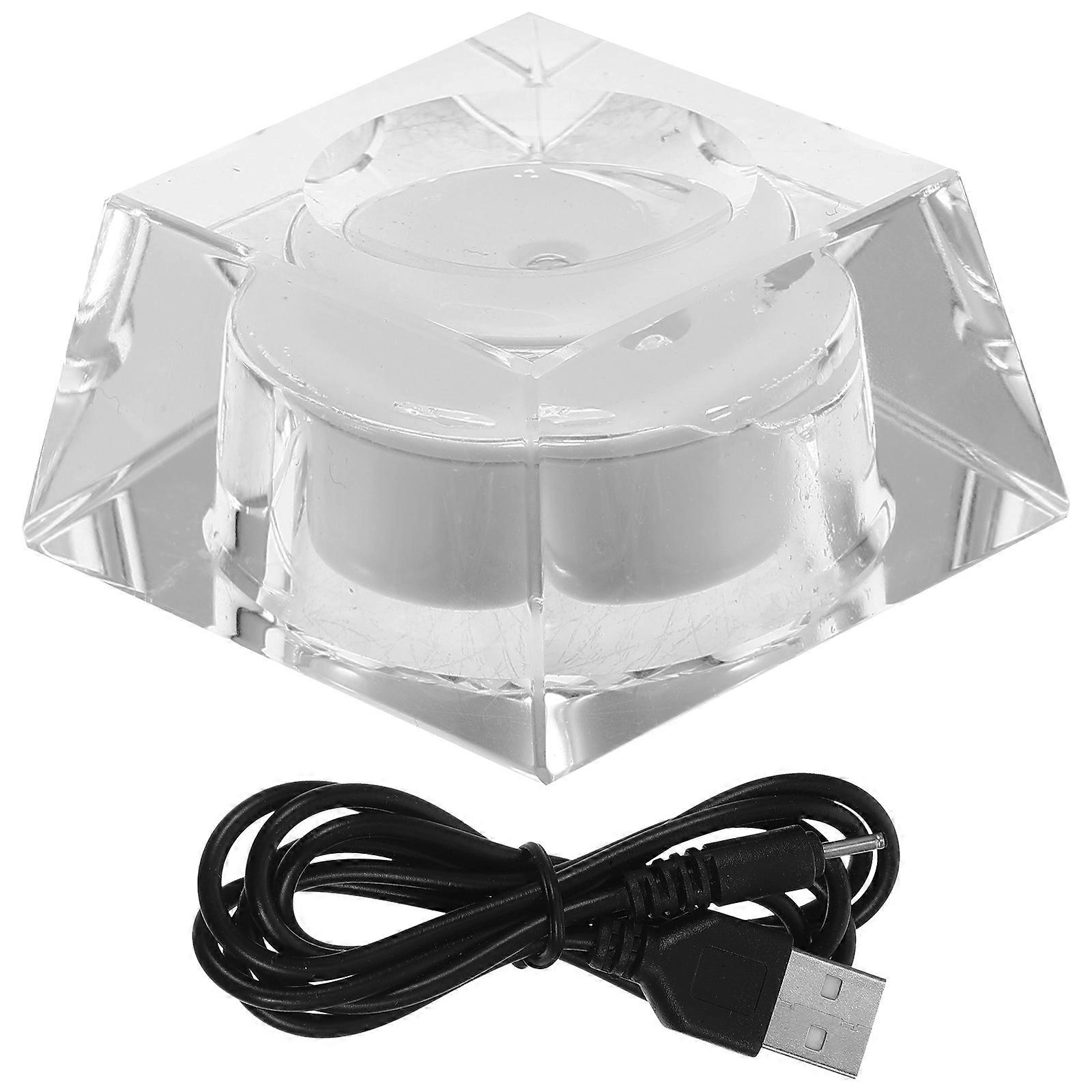 Artwork Display Stand Led Light Base For Room Decoration Sturdy Design Transparent 5X5X2.5CM Automatic Flashing 1Pcs