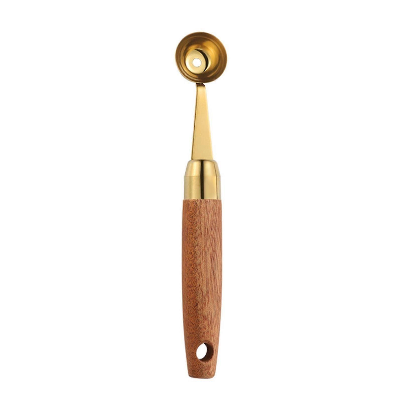 Melon Scoop Single Head Smooth Stainless Steel Portable Wooden Handle Fruit Dig Ball Spoon kitchen