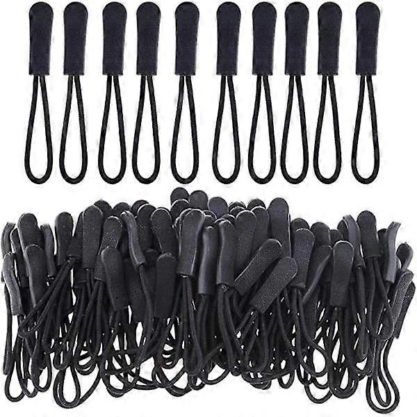 50pcs black nylon zippers with drawstring, drawstring extension, tag drawstring extension, fits jackets, backpacks, black.