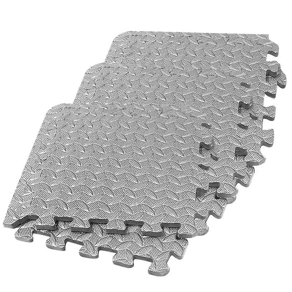 Leaf Grain Floor Mat NonSlip EVA Pads for Decoration Comfortable and Cushioned Grey Size 6Pcs