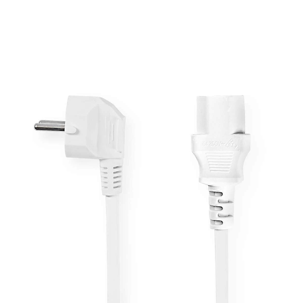 CEGP10000WT100 Power Cable Schuko Plug, Angled IEC320C13 10 m White Single