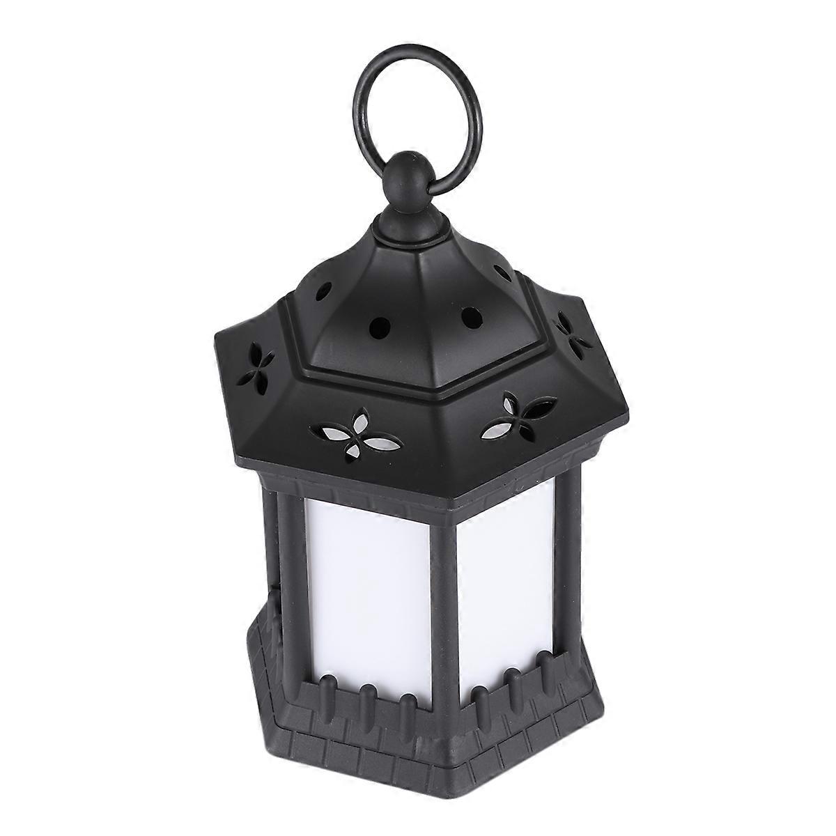Lantern Decorative Storm Lamp Warm Light Portable Black 1Pcs for