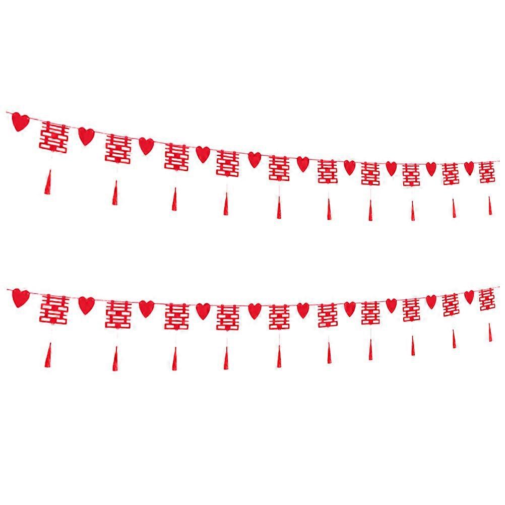 Chinese Style Wedding Decorations Xi Character Wall Hanging Ornaments Red 24X9.5X1cm 2Set
